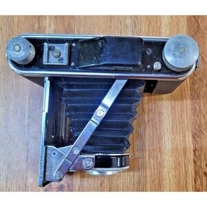 VINTAGE 1950 PHO-TAK FOLDEX 20 Film Camera With Case 86mm Octvar Lens  Actul pic